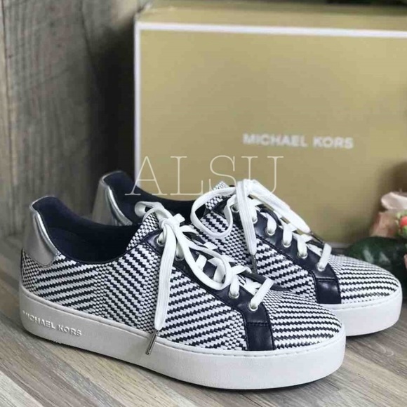 Michael Kors Shoes - NWT Michael Kors Poppy Lace Up Diagonal Weave Navy